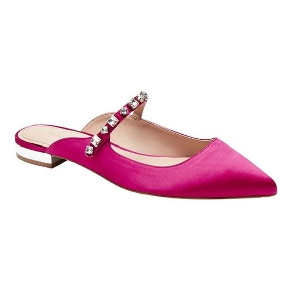 Banana Republic Pink Satin Embellished Strap Mule - Like New In Box - Picture 5 of 17